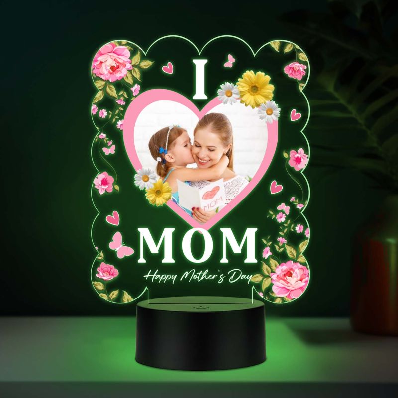 Personalized I Love Mom UV Print Photo Multicolor LED Night Lamp Mothers Day Gift Light